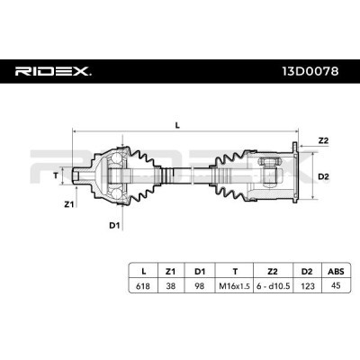 Antriebswelle RIDEX 13D0078 13D0078 - foto 6