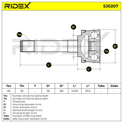 Gelenksatz, Antriebswelle RIDEX 5J0207 5J0207 - foto 5