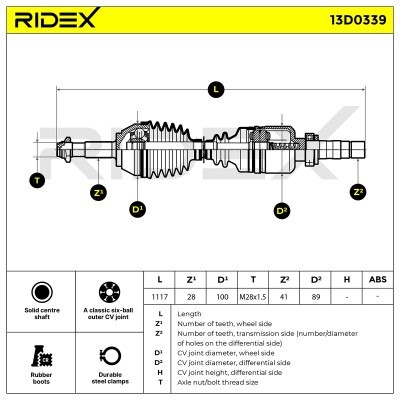Antriebswelle RIDEX 13D0339 13D0339 - foto 6