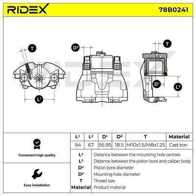 Bremssattel RIDEX 78B0241 78B0241 - foto 6