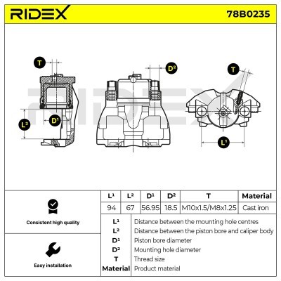 Bremssattel RIDEX 78B0235 78B0235 - foto 6