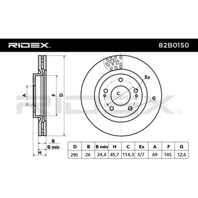 Bremsscheibe RIDEX 82B0150 82B0150 - foto 6