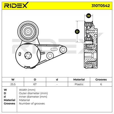 Spannarm Keilrippenriemen RIDEX 310T0542 310T0542 - foto 6