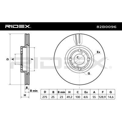 Bremsscheibe RIDEX 82B0096 82B0096 - foto 4