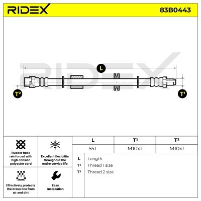 Bremsschlauch RIDEX 83B0443 83B0443 - foto 6