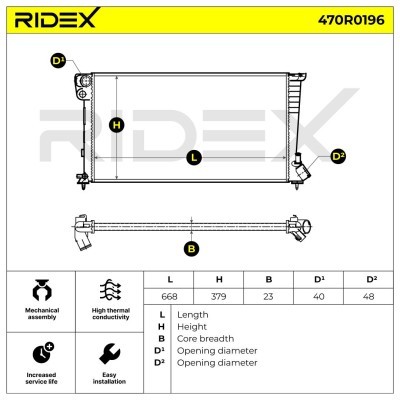 Kühler, Motorkühlung RIDEX 470R0196 470R0196 - foto 6