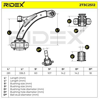 Querlenker RIDEX 273C2512 273C2512 - foto 8