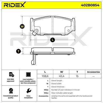 Bremsbeläge Satz RIDEX 402B0854 402B0854 - foto 6