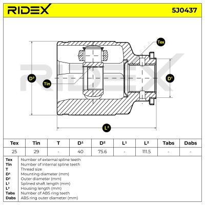 Gelenksatz, Antriebswelle RIDEX 5J0437 5J0437 - foto 6