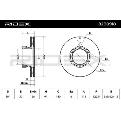 Bremsscheibe RIDEX 82B0918 82B0918 - foto 8