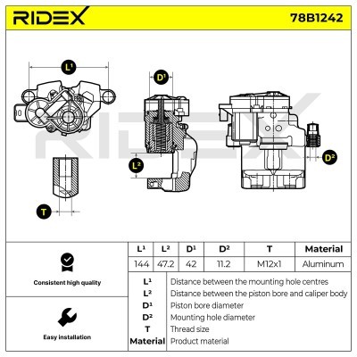 Bremssattel RIDEX 78B1242 78B1242 - foto 8