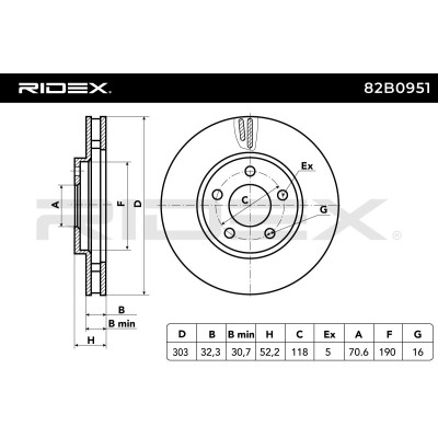 Bremsscheibe RIDEX 82B0951 82B0951 - foto 8