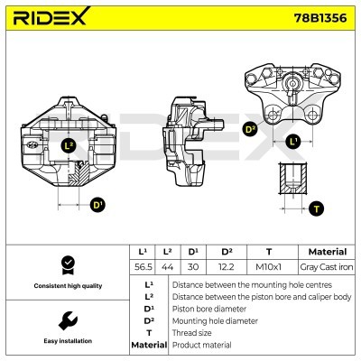 Bremssattel RIDEX 78B1356 78B1356 - foto 6