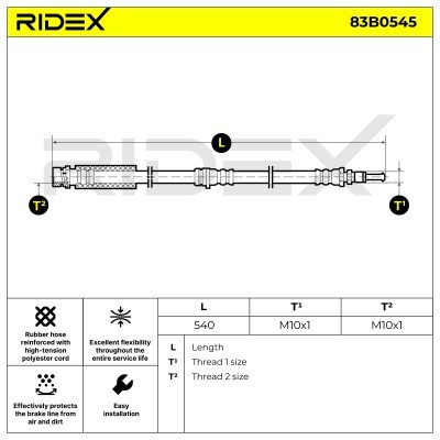 Bremsschlauch RIDEX 83B0545 83B0545 - foto 6