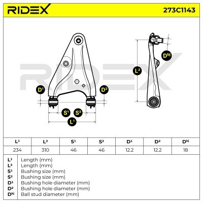Querlenker RIDEX 273C1143 273C1143 - foto 8