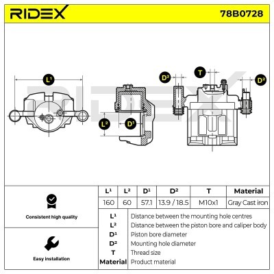 Bremssattel RIDEX 78B0728 78B0728 - foto 6