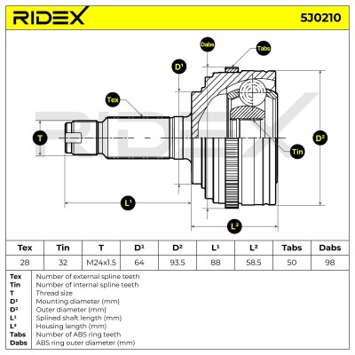 Gelenksatz, Antriebswelle RIDEX 5J0210 5J0210 - foto 6