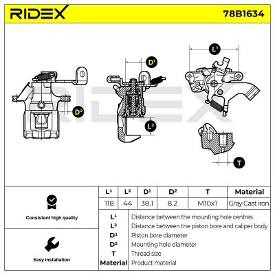 Bremssattel RIDEX 78B1634 78B1634 - foto 7
