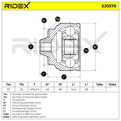 Gelenksatz, Antriebswelle RIDEX 5J0370 5J0370 - foto 6