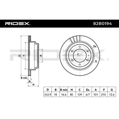 Bremsscheibe RIDEX 82B0194 82B0194 - foto 6
