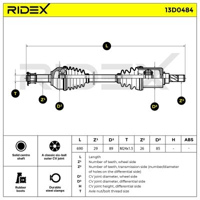 Antriebswelle RIDEX 13D0484 13D0484 - foto 11