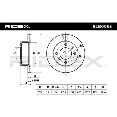 Bremsscheibe RIDEX 82B0065 82B0065 - foto 6
