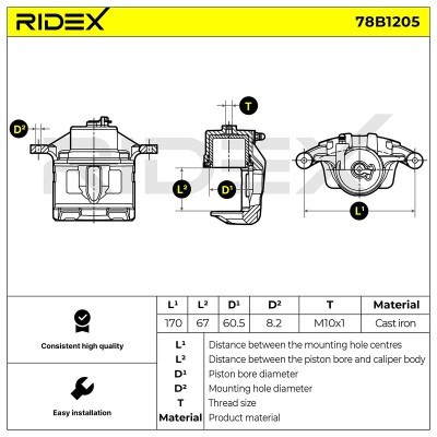 Bremssattel RIDEX 78B1205 78B1205 - foto 3