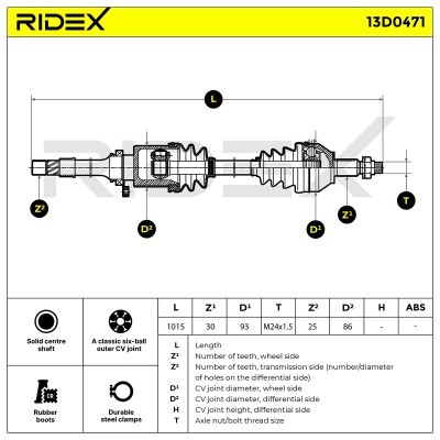 Antriebswelle RIDEX 13D0471 13D0471 - foto 7
