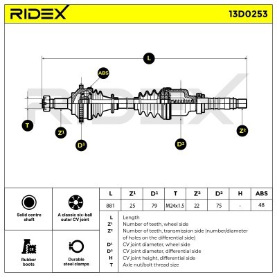 Antriebswelle RIDEX 13D0253 13D0253 - foto 7