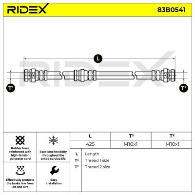 Bremsschlauch RIDEX 83B0541 83B0541 - foto 2