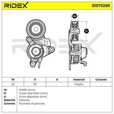 Spannarm Keilrippenriemen RIDEX 310T0259 310T0259 - foto 6