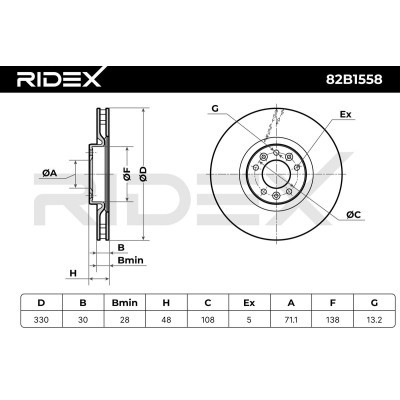 Bremsscheibe RIDEX 82B1558 82B1558 - foto 7
