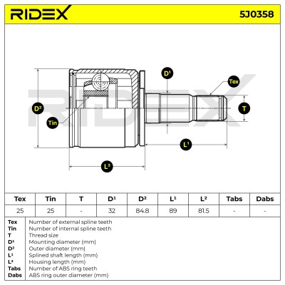 Gelenksatz, Antriebswelle RIDEX 5J0358 5J0358 - foto 6