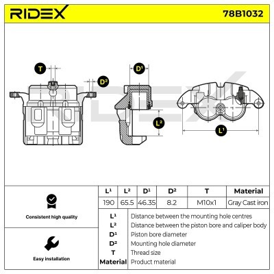 Bremssattel RIDEX 78B1032 78B1032 - foto 6