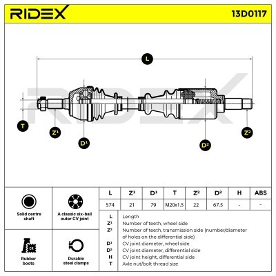 Antriebswelle RIDEX 13D0117 13D0117 - foto 6