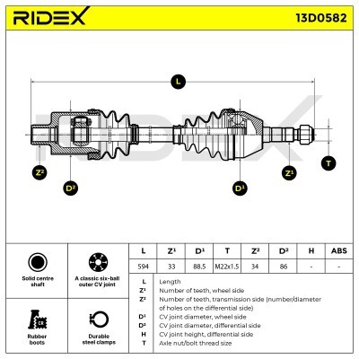 Antriebswelle RIDEX 13D0582 13D0582 - foto 6