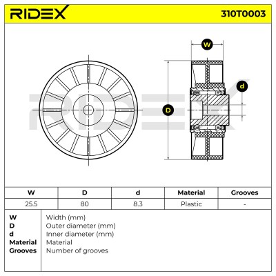 Spannarm Keilrippenriemen RIDEX 310T0003 310T0003 - foto 6