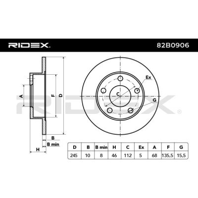 Bremsscheibe RIDEX 82B0906 82B0906 - foto 3
