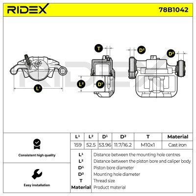 Bremssattel RIDEX 78B1042 78B1042 - foto 6