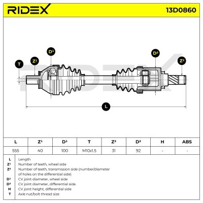 Antriebswelle RIDEX 13D0860 13D0860 - foto 7