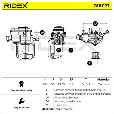 Bremssattel RIDEX 78B1177 78B1177 - foto 7