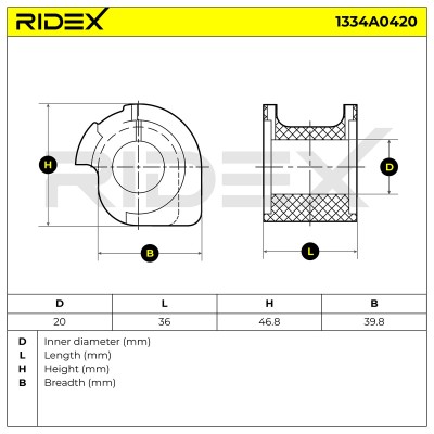 Lagerung, Stabilisator RIDEX 1334A0420 1334A0420 - foto 5