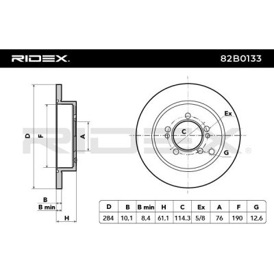 Bremsscheibe RIDEX 82B0133 82B0133 - foto 4