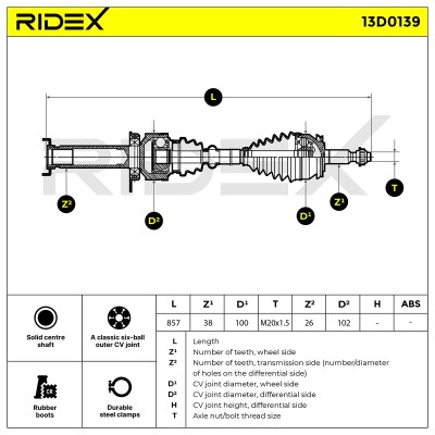 Antriebswelle RIDEX 13D0139 13D0139 - foto 9