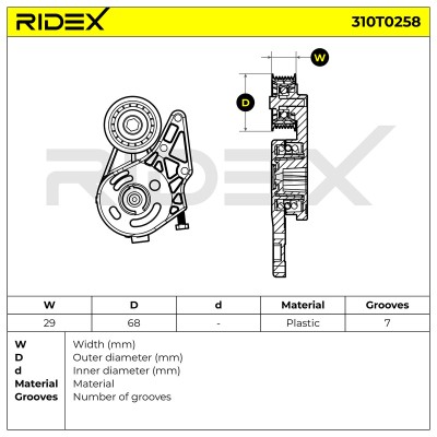 Spannarm Keilrippenriemen RIDEX 310T0258 310T0258 - foto 6