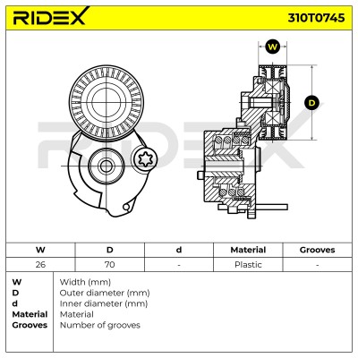 Spannarm Keilrippenriemen RIDEX 310T0745 310T0745 - foto 6