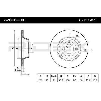 Bremsscheibe RIDEX 82B0383 82B0383 - foto 3