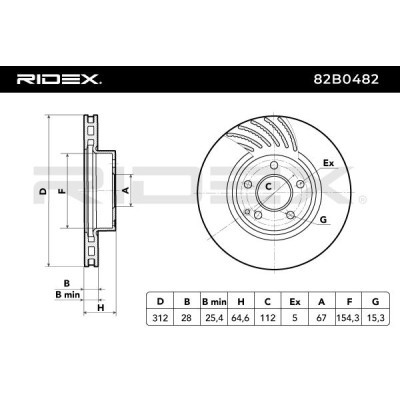 Bremsscheibe RIDEX 82B0482 82B0482 - foto 6