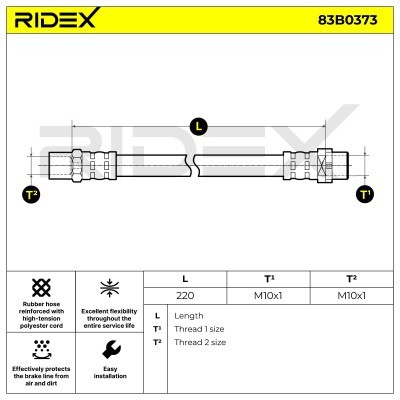 Bremsschlauch RIDEX 83B0373 83B0373 - foto 3