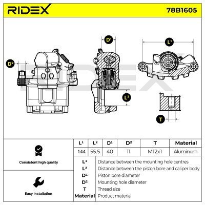 Bremssattel RIDEX 78B1605 78B1605 - foto 5